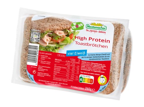 Produktbild von Mestemacher, Eiweiß Toastbrötchen 4 Stück / 8 Scheiben