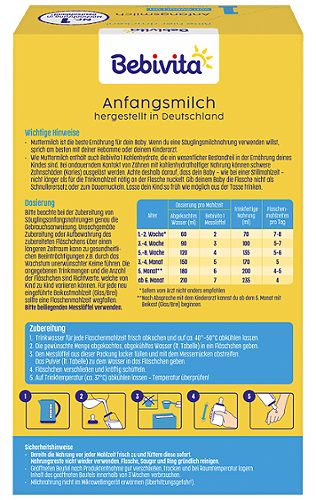 Produktbild von Bebivita, Anfangsmilch 1