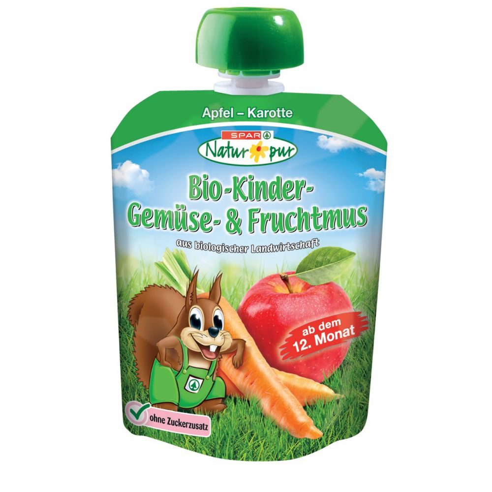 SPAR Natur*pur Bio-Kinder-Gemüse- &amp; Fruchtmus Apfel-Karotte 90 G online ...