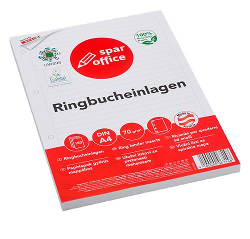 Produktbild von SPAR office, Ringbucheinlagen A4 liniert 150 Blatt