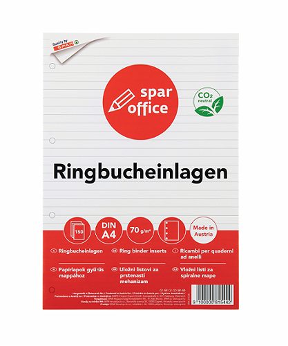 Produktbild von SPAR office, Ringbucheinlagen A4 liniert 150 Blatt
