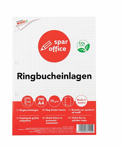 Produktbild von SPAR office, Ringbucheinlagen A4 kariert 150 Blatt