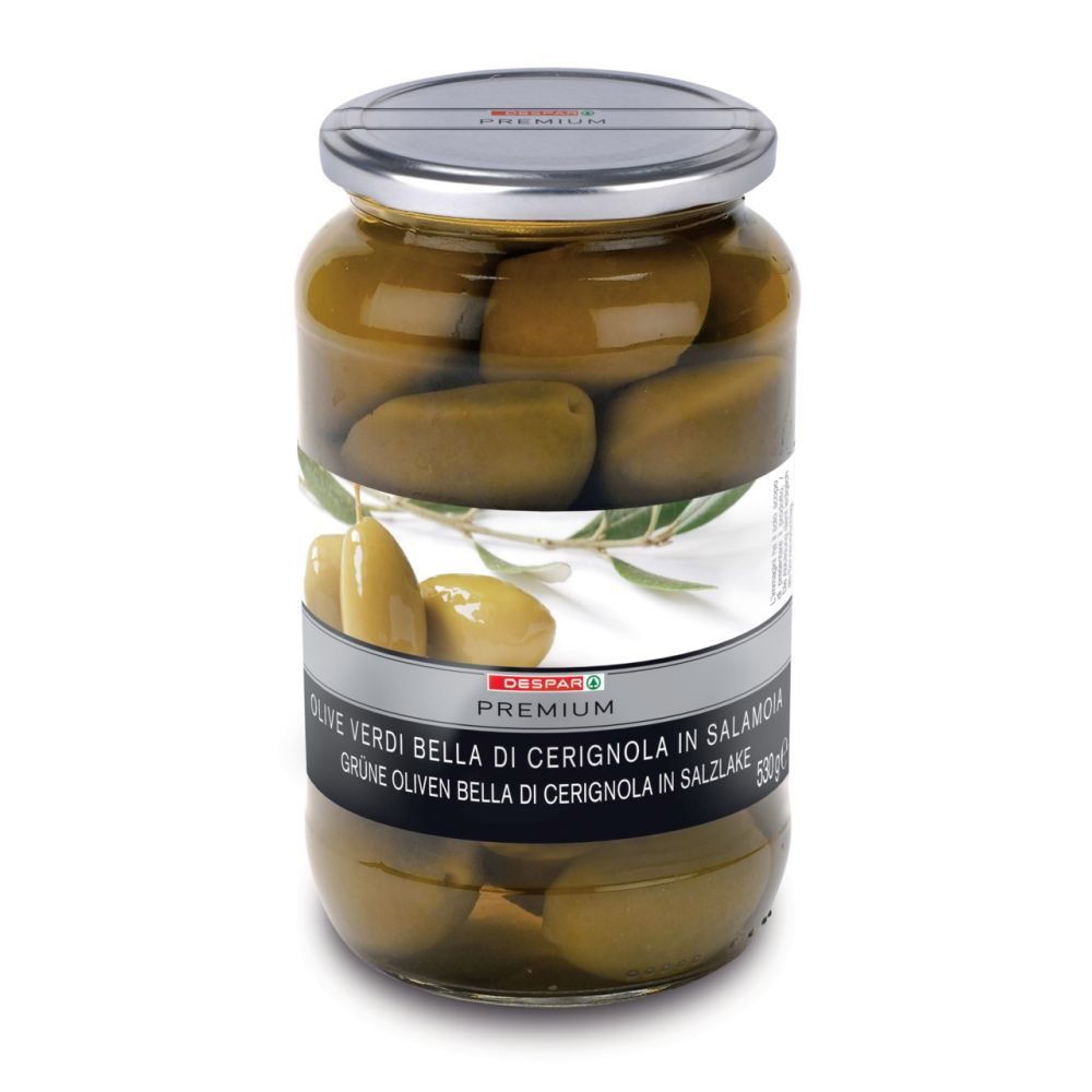 SPAR PREMIUM Grüne Oliven Bella di Cerignola in Salzlake 530 G online  kaufen | INTERSPAR