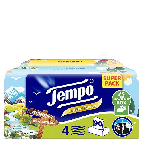Produktbild von Tempo Limited Edition, Taschentücher-Box Kraft und Sinnlichkeit 2 x 90 Stück