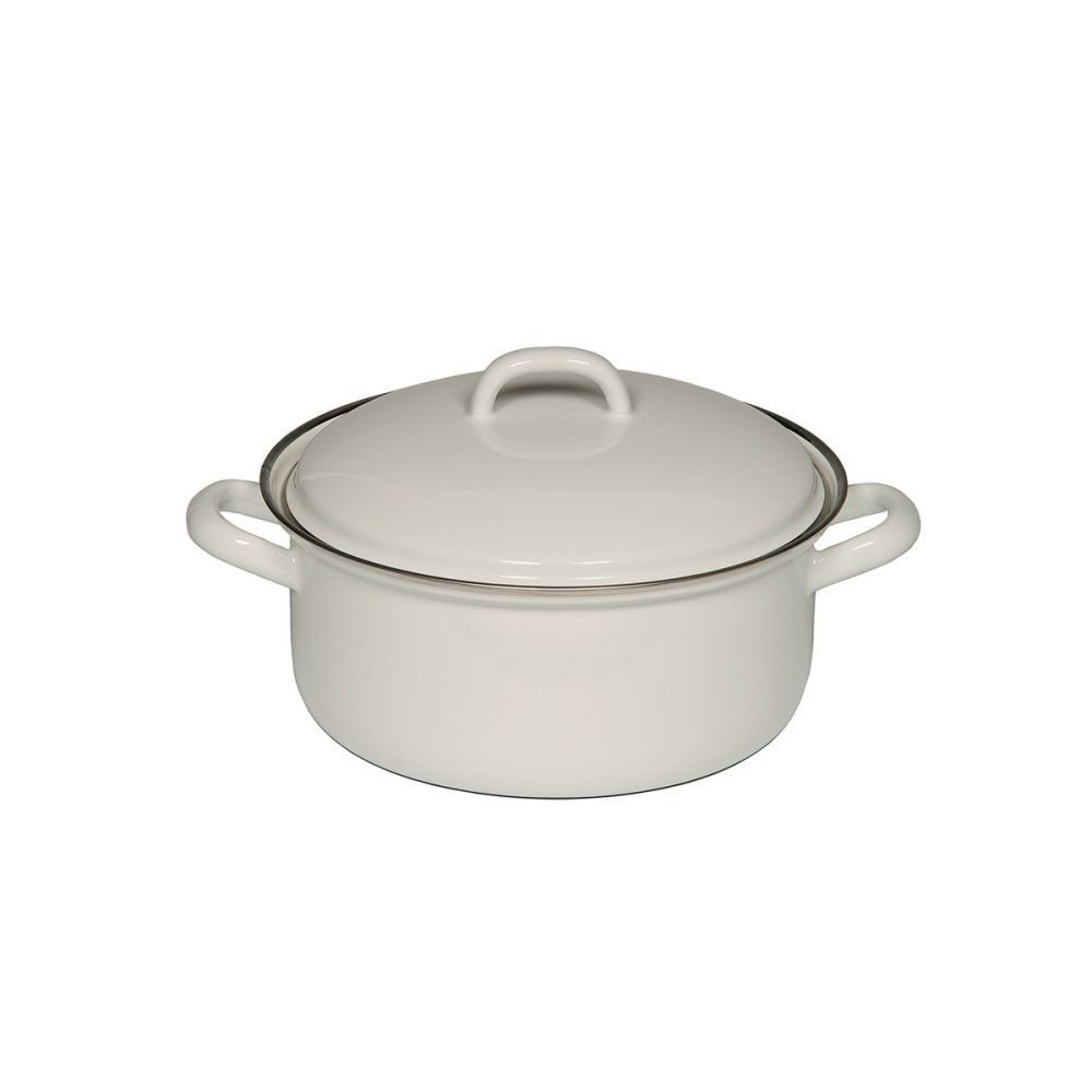 Riess Kasserolle Mit Deckel 22 Cm – 3,0 Liter, Classic Pure Grey, Für Induktion, Aus Emaille