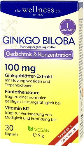 Produktbild von Wellness, Ginkgo Biloba + Vitamin B 30 Kapseln