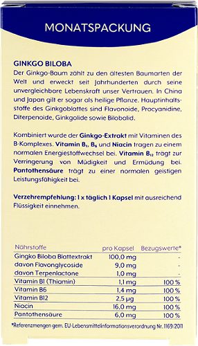 Produktbild von Wellness, Ginkgo Biloba + Vitamin B 30 Kapseln