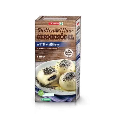 Produktbild von SPAR, Hütten Mini-Germknödel + Powidl & Mohn-Zucker 5 Stück