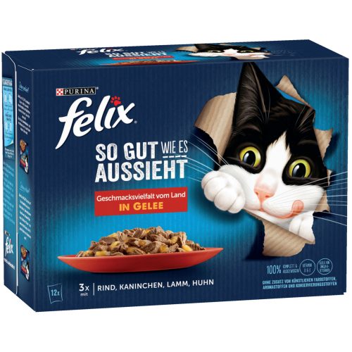 Produktbild von Felix So gut wie es aussieht, Katzennahrung Fleisch in Gelee 12x85g
