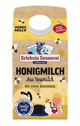 Produktbild von Erlebnissennerei Zillertal, Honigmilch mit echtem Bienenhonig