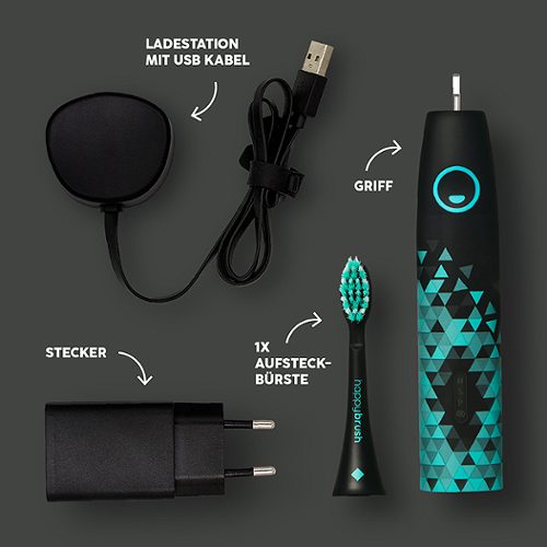 Produktbild von Happybrush, Schallzahnbürste schwarz