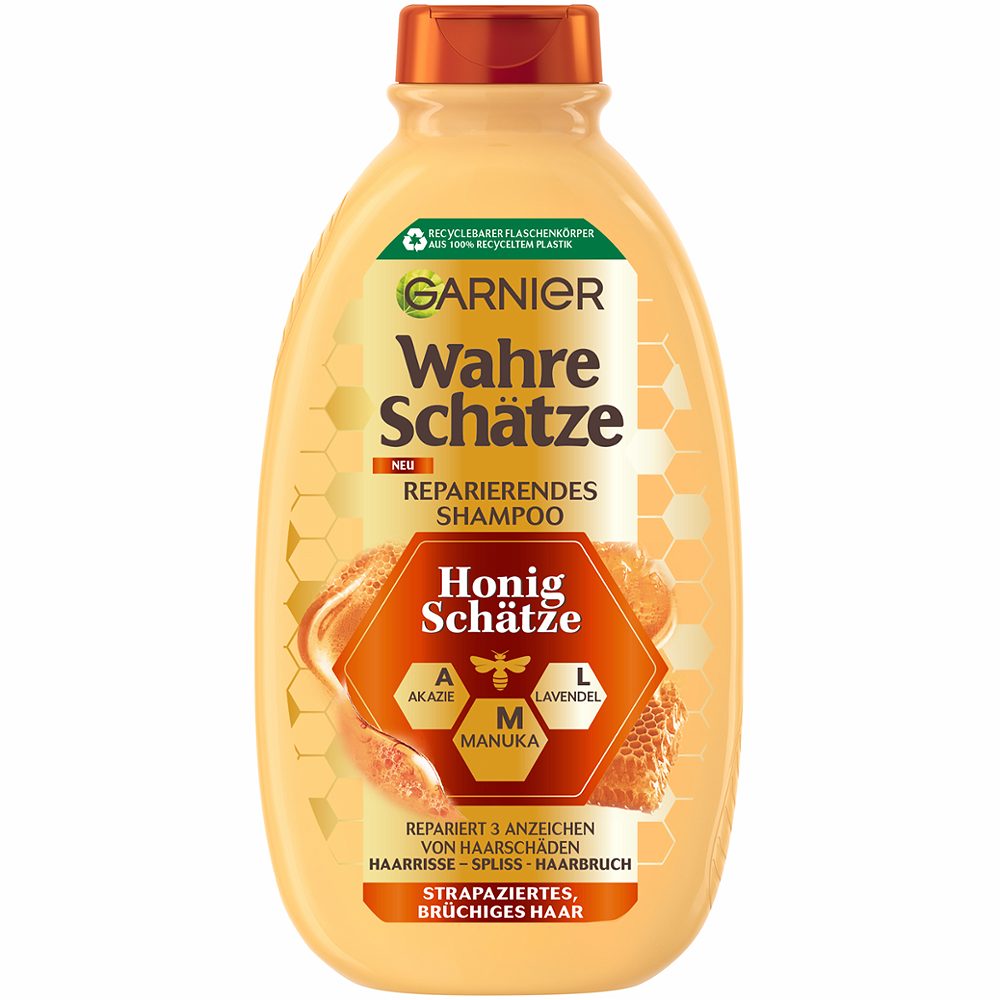 Garnier Wahre Schätze Reparierendes Shampoo – Honig, 1 Liter, Für Strapaziertes Haar, 2er Pack