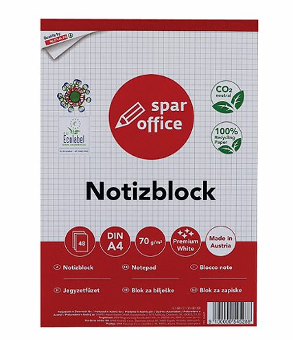 Produktbild von SPAR office, Notizblock A4 kariert 48 Blatt A4 kariert 48 Blatt