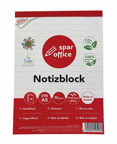 Produktbild von SPAR office, Notizblock A5 liniert 48 Blatt A5 liniert, 48 Blatt