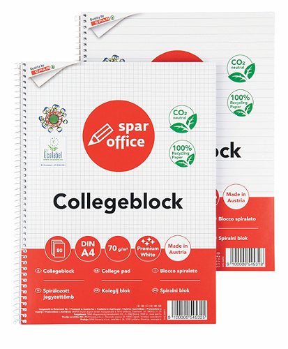 Produktbild von SPAR office, Collegeblock A4 liniert, 80 Blatt