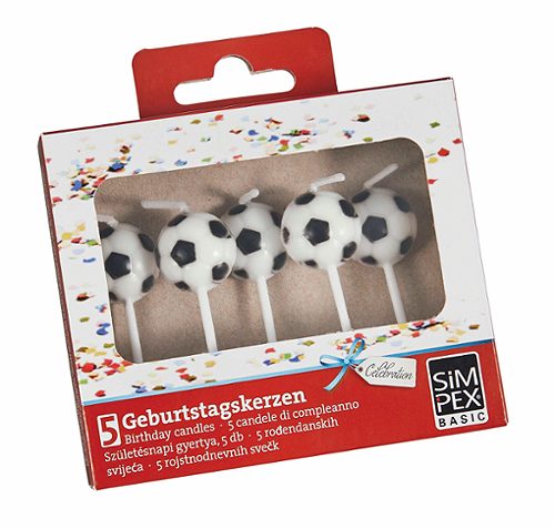 Fußball Geburtstagskerzen – 6 Stück, Mit Happy Birthday-Stern