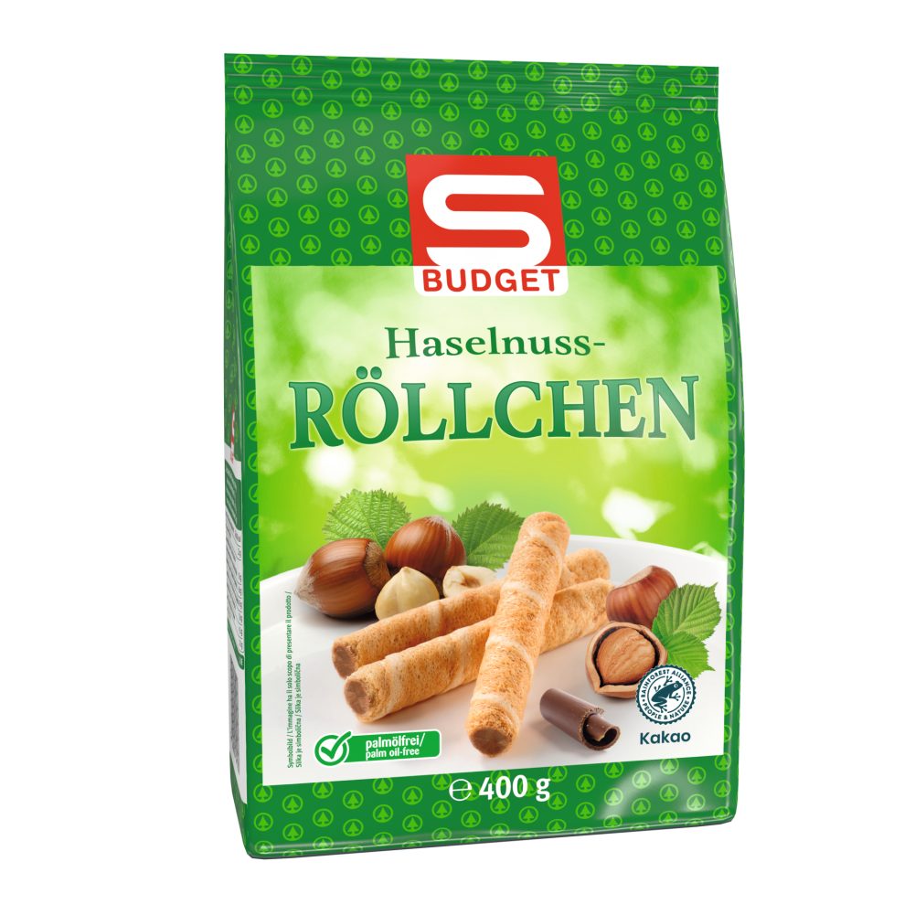 S-BUDGET Waffelröllchen mit Haselnusscreme 400 G online kaufen | INTERSPAR