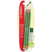STABILO Bleistift mit Radierer GREENgraph, HB 3 Stück