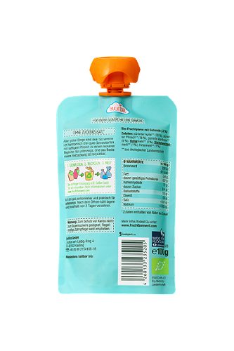Produktbild von FruchtBar, Bio Quetschie Pfirsich 3-Korn