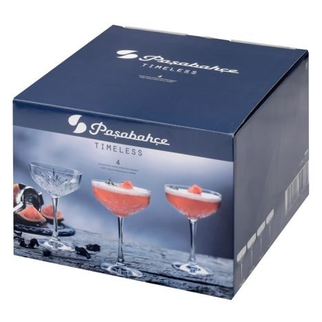 Pasabahce Cocktailgläser – 4 Stück, Vintage-Design, Ca. 500 Ml, Mikrowellengeeignet, Stabil