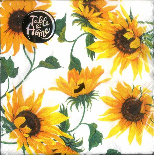 20 Servietten Mit Sonnenblumen-Motiv – 33x33 Cm, 3-lagig, Für Festliche Tische