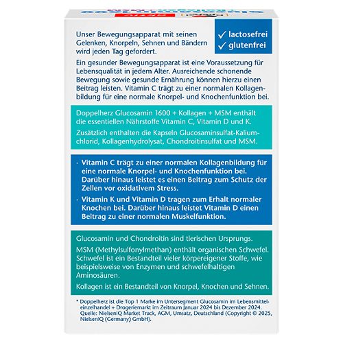 Produktbild von Doppelherz aktiv, Glucosamin 1600 +Kollagen +MSM +Vitamin C 40 Kapseln