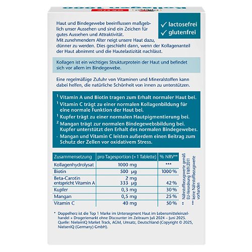 Produktbild von Doppelherz aktiv, Kollagen 1000 + Biotin + Beta-Carotin 30 Tabletten