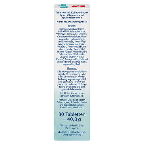 Produktbild von Doppelherz aktiv, Kollagen 1000 + Biotin + Beta-Carotin 30 Tabletten