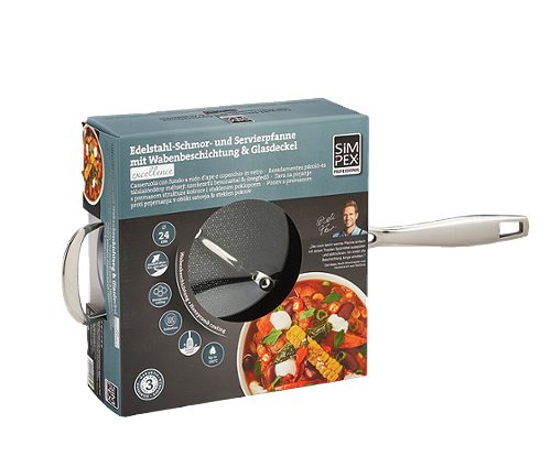 Produktbild von SIMPEX PROFESSIONAL, Schmorpfanne 24 cm mit Wabenbeschichtung und Glasdeckel