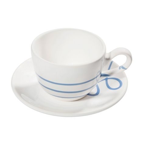 Gmundner Kaffeetasse mit Untertasse Cu Pur Geflammt Blau