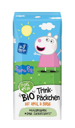 Produktbild von Pure & Fun, Bio Trink-Päckchen Peppa Pig Apfel & Birne 3x200ml