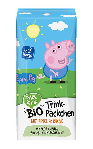 Produktbild von Pure & Fun, Bio Trink-Päckchen Peppa Pig Apfel & Birne 3x200ml
