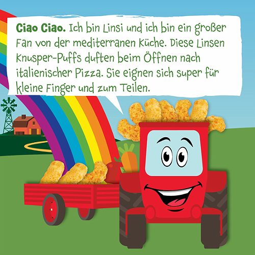 Produktbild von Pumpkin Organics, Bio Linsen Puffs Tomate, Karotte und Kräuter