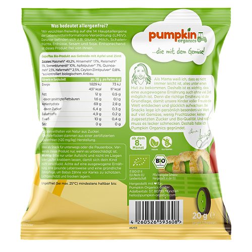 Produktbild von Pumpkin Organics, Bio Mehrkorn Ringe Apfel und Zimt