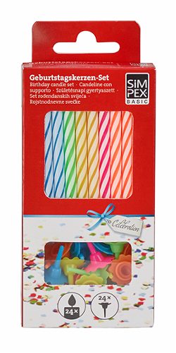 Produktbild von SIMPEX BASIC Celebration, Geburtstagskerzen bunt 24 Stück