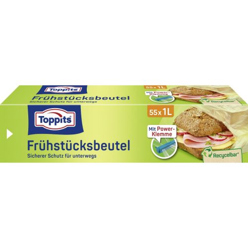 Produktbild von Toppits, Frühstücksbeutel mit Powerklemme 55x1L