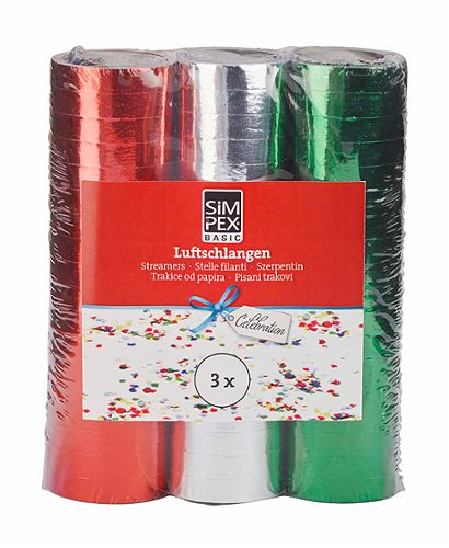Produktbild von SIMPEX BASIC Celebration, Luftschlangen 3 Rollen