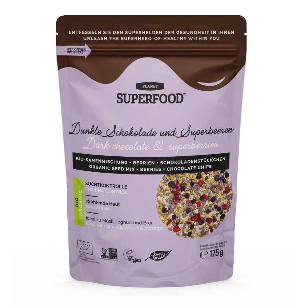 Planet Superfood Bio-Samenmischung dunkle Schokolade und Beeren 175 G ...
