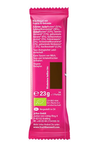 Produktbild von FruchtBar, Bio Riegel Himbeere-Banane-Dinkel 4x23g