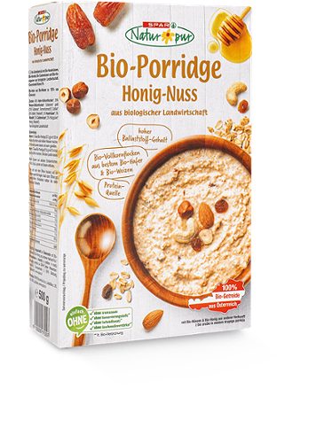 Produktbild von SPAR Natur*pur, Bio-Porridge Honig-Nuss