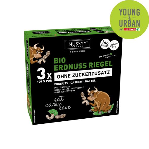 Produktbild von Nussyy, Bio Erdnuss Riegel Erdnuss - Cashew - Dattel