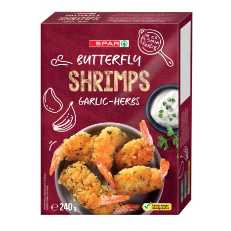 SPAR Streetfood Style Butterfly Shrimps Garlic & Herbs 240g Packung - 240G