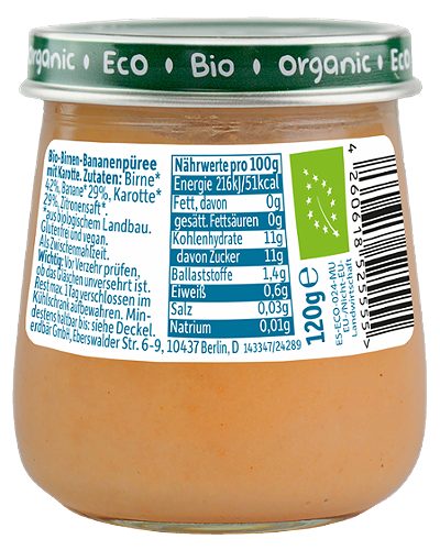 Produktbild von Freche Freunde Baby, Bio Gläschen Birne Banane Karotte