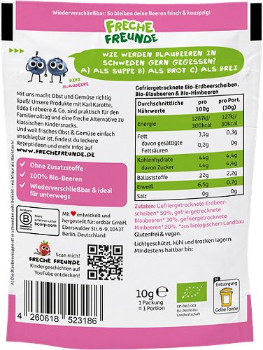 Produktbild von Freche Freunde, Bio Fruchtchips Roter Beerenmix