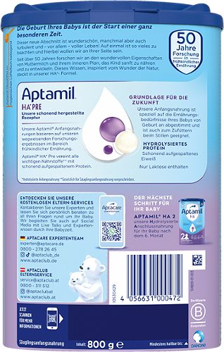 Produktbild von Aptamil, Hydrolysierte Anfangsnahrung Pre