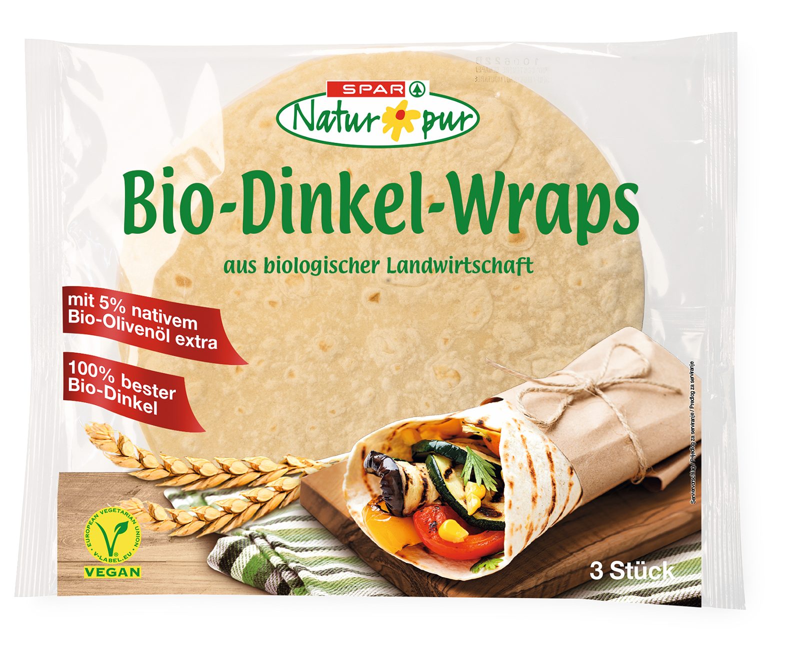 SPAR Natur*pur Bio-Dinkel-Wraps 3 Stück | SPAR Produktwelt