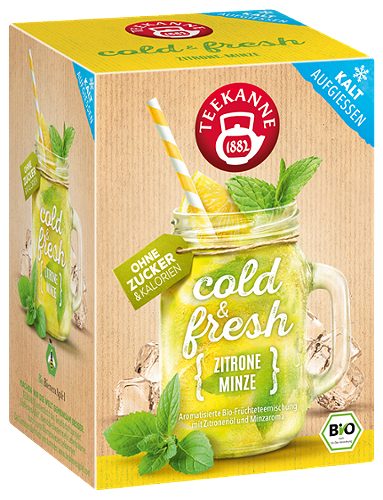 Produktbild von Teekanne, cold & fresh Zitrone Minze 15 Teebeutel