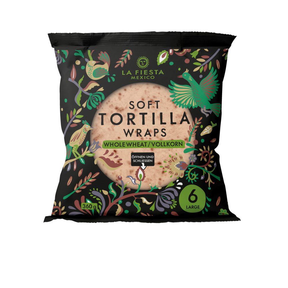 La Fiesta Mexico Soft Tortilla Wraps Vollkorn Large 6 Stück 360 G