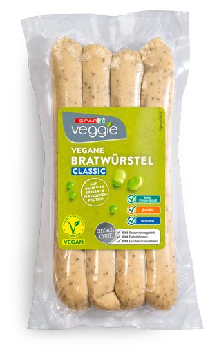 Produktbild von SPAR Veggie, vegane Bratwürstel classic