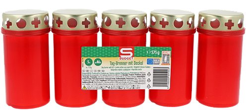 Produktbild von S-BUDGET, Grabkerze Tagebrenner 5er